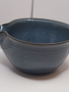 Vintage Pottery Batter Bowl Cobalt Blue- Rustic Farmhouse